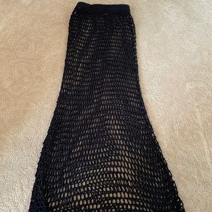 Black crochet style long skirt cover-up.